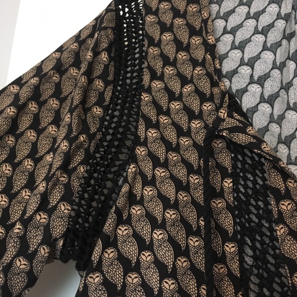 Anthro Daniel Rainn Owl Print Boho Blouse Top M - Picture 4 of 9